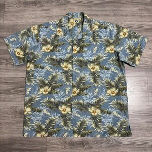 CSEA Retirees California State Mens XL Rayon Tropical Floral Hawaiian Shirt Blue